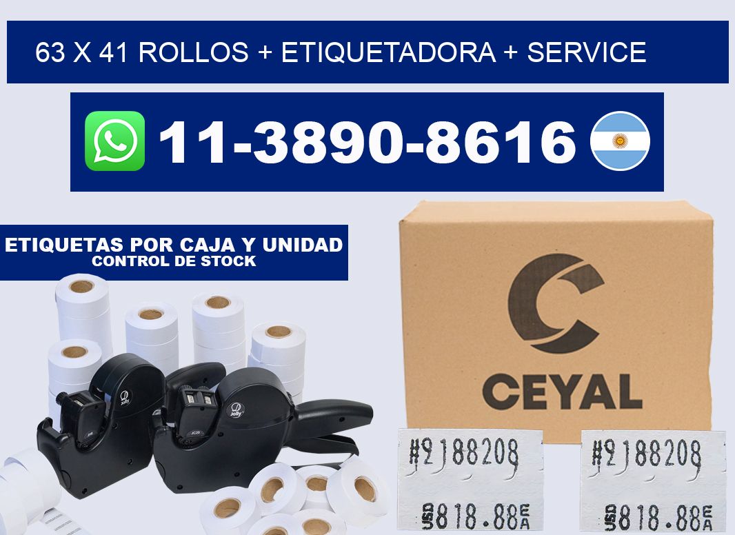 63 x 41 rollos + etiquetadora + service