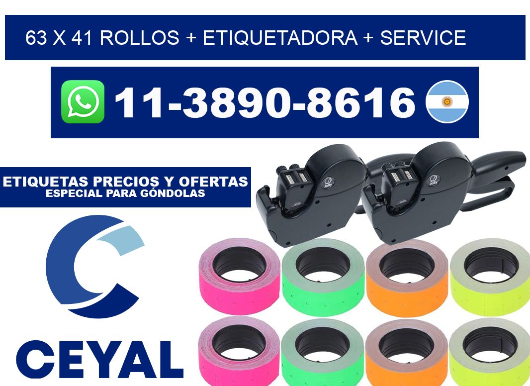 63 x 41 rollos + etiquetadora + service
