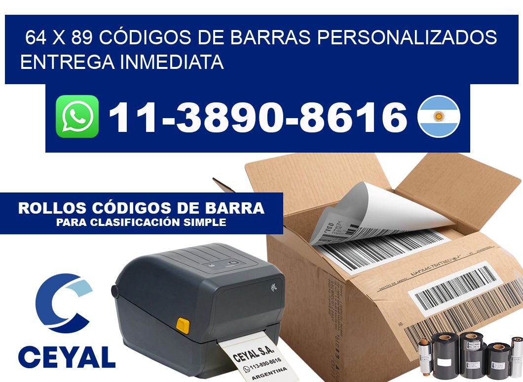 64 x 89 CÓDIGOS DE BARRAS PERSONALIZADOS ENTREGA INMEDIATA