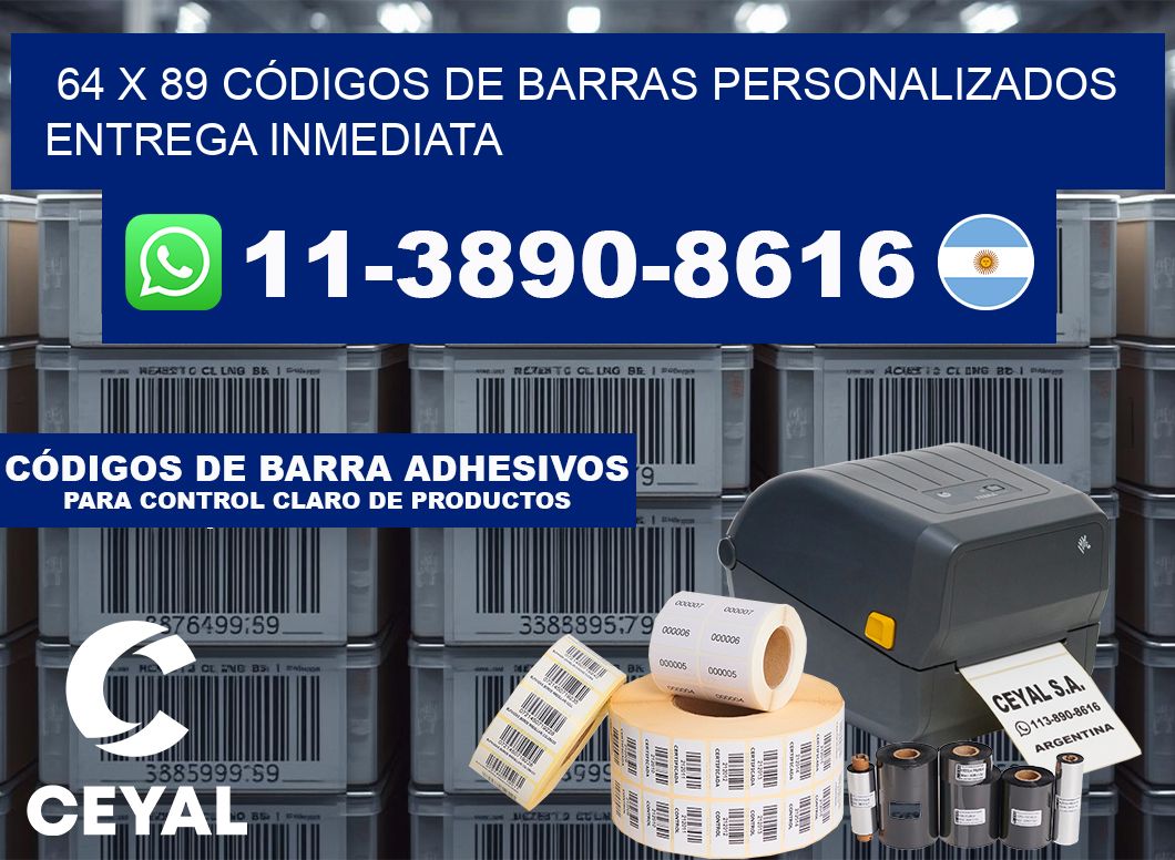 64 x 89 CÓDIGOS DE BARRAS PERSONALIZADOS ENTREGA INMEDIATA