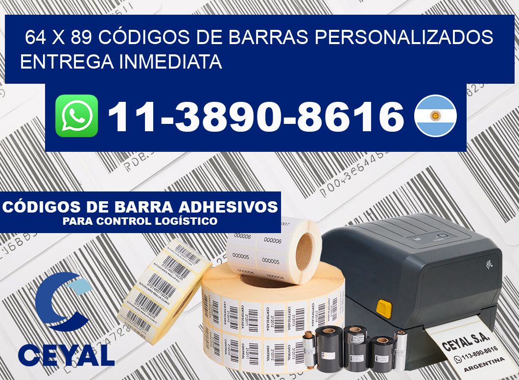64 x 89 CÓDIGOS DE BARRAS PERSONALIZADOS ENTREGA INMEDIATA