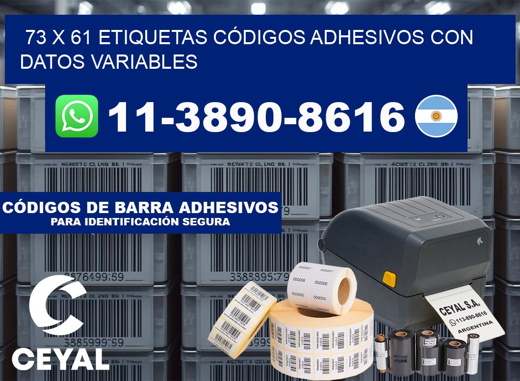 73 x 61 ETIQUETAS CÓDIGOS ADHESIVOS CON DATOS VARIABLES