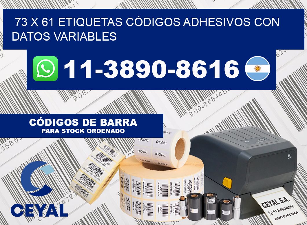 73 x 61 ETIQUETAS CÓDIGOS ADHESIVOS CON DATOS VARIABLES