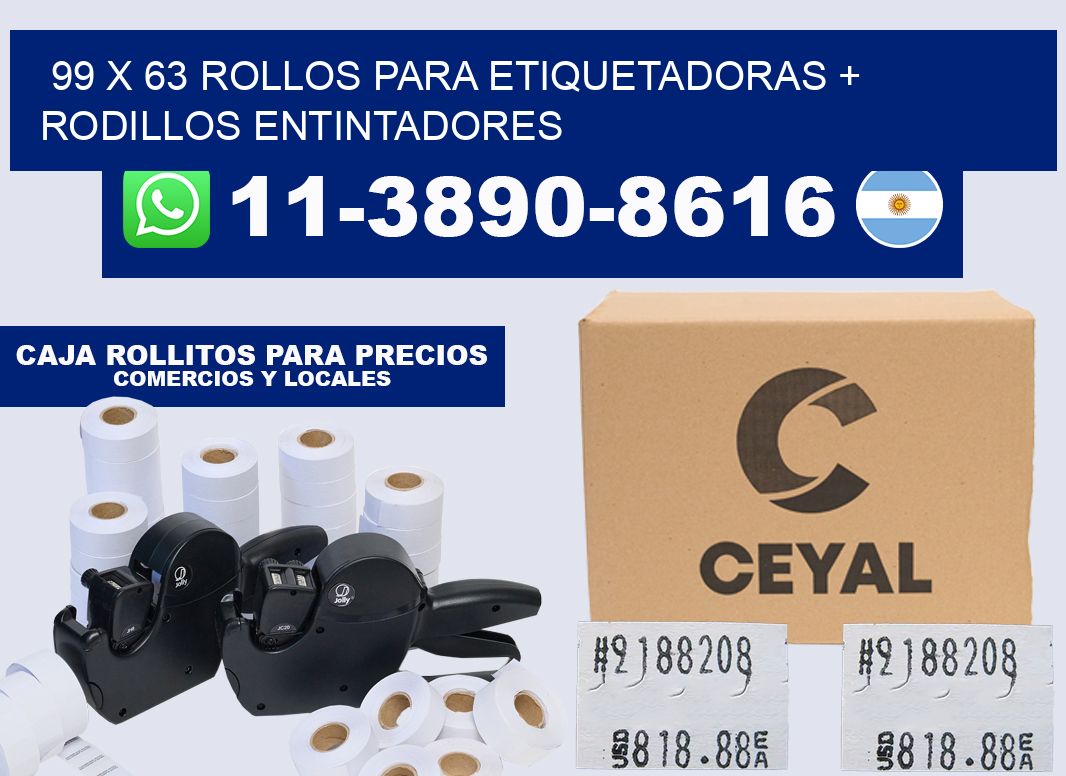 99 x 63 rollos para etiquetadoras + rodillos entintadores
