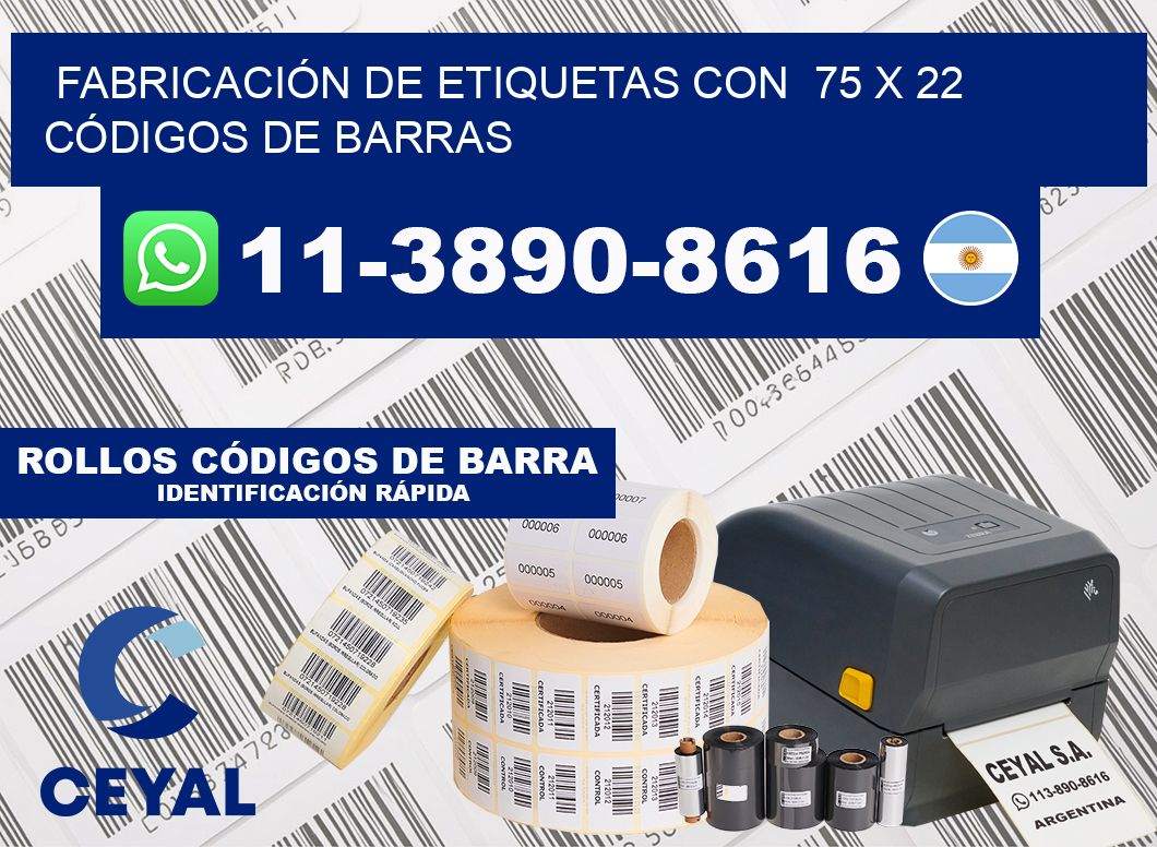 FABRICACIÓN DE ETIQUETAS CON  75 x 22 CÓDIGOS DE BARRAS