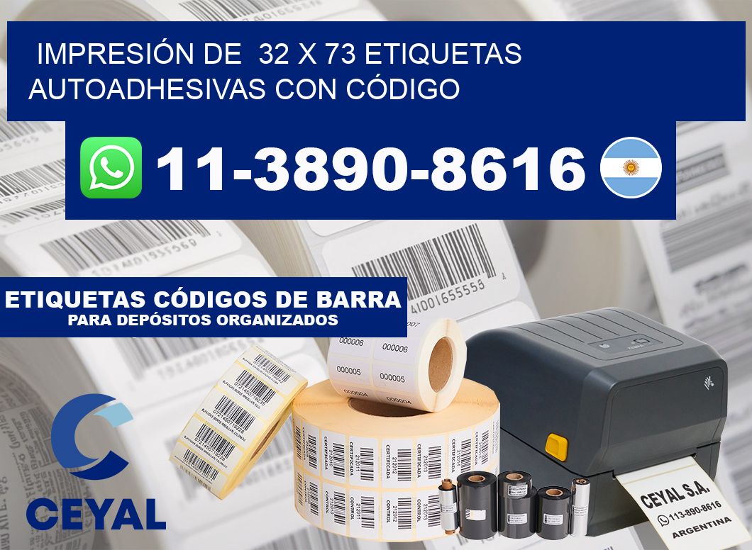 IMPRESIÓN DE 32 x 73 ETIQUETAS AUTOADHESIVAS CON CÓDIGO