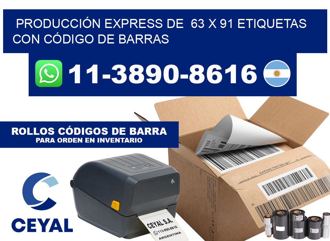 PRODUCCIÓN EXPRESS DE  63 x 91 ETIQUETAS CON CÓDIGO DE BARRAS