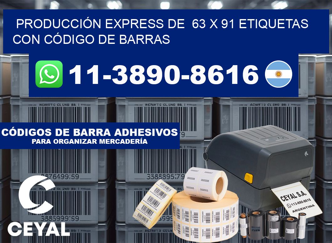 PRODUCCIÓN EXPRESS DE  63 x 91 ETIQUETAS CON CÓDIGO DE BARRAS