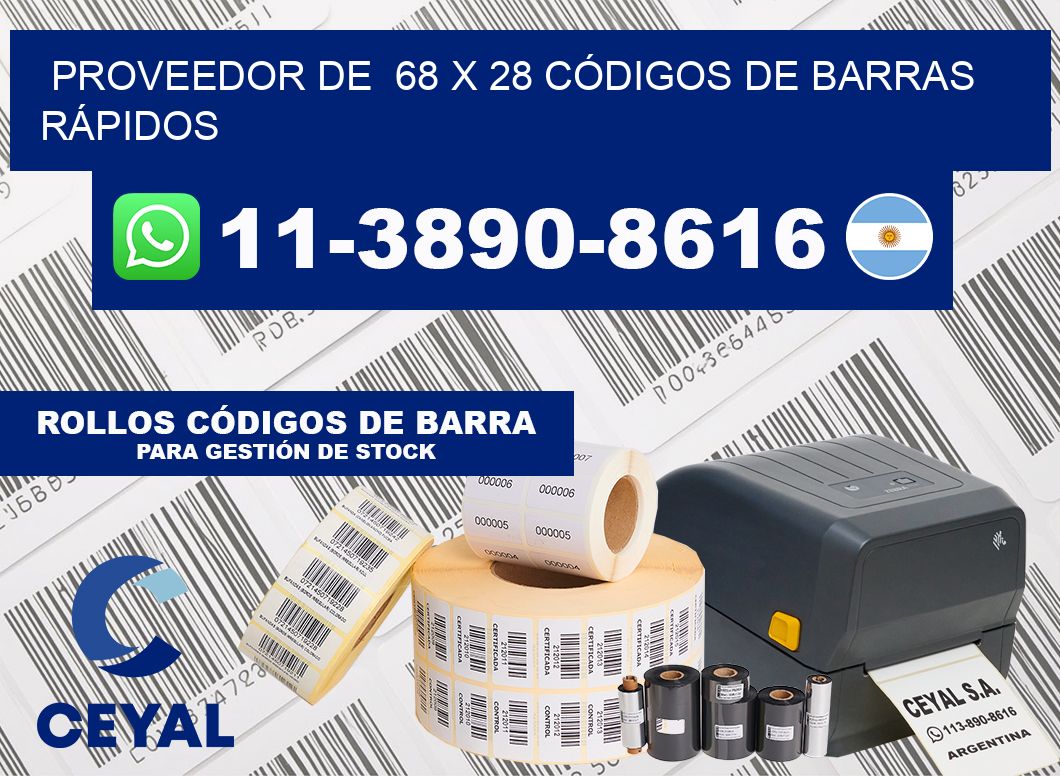PROVEEDOR DE  68 x 28 CÓDIGOS DE BARRAS RÁPIDOS