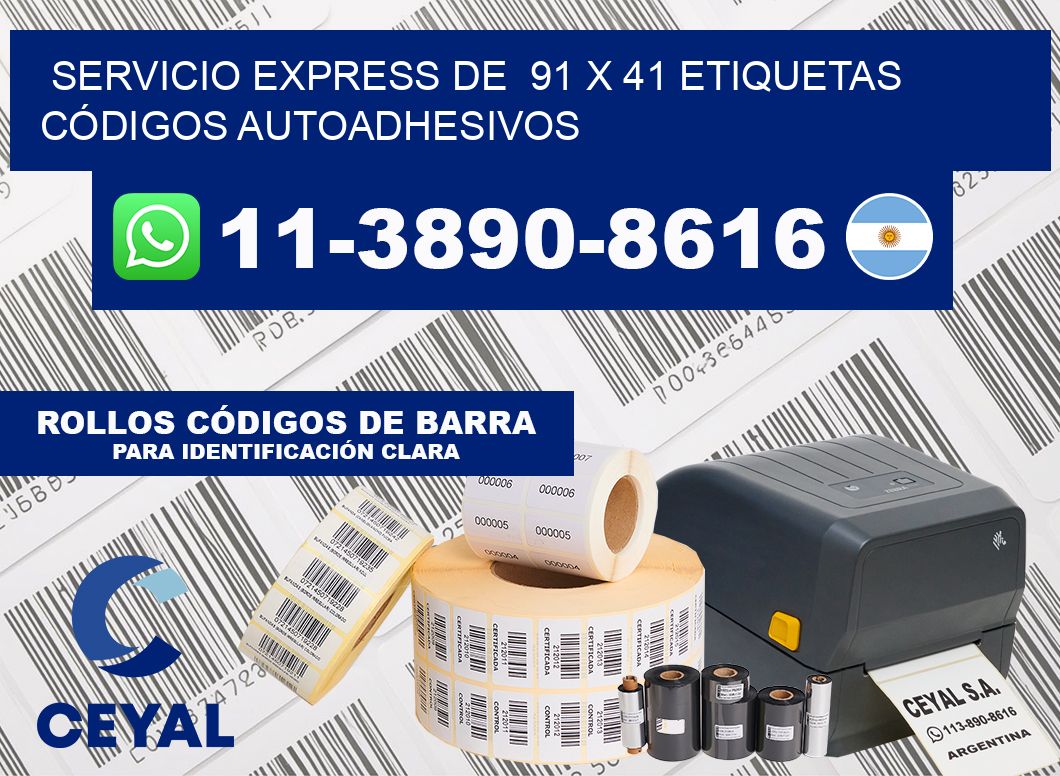 SERVICIO EXPRESS DE  91 x 41 ETIQUETAS CÓDIGOS AUTOADHESIVOS