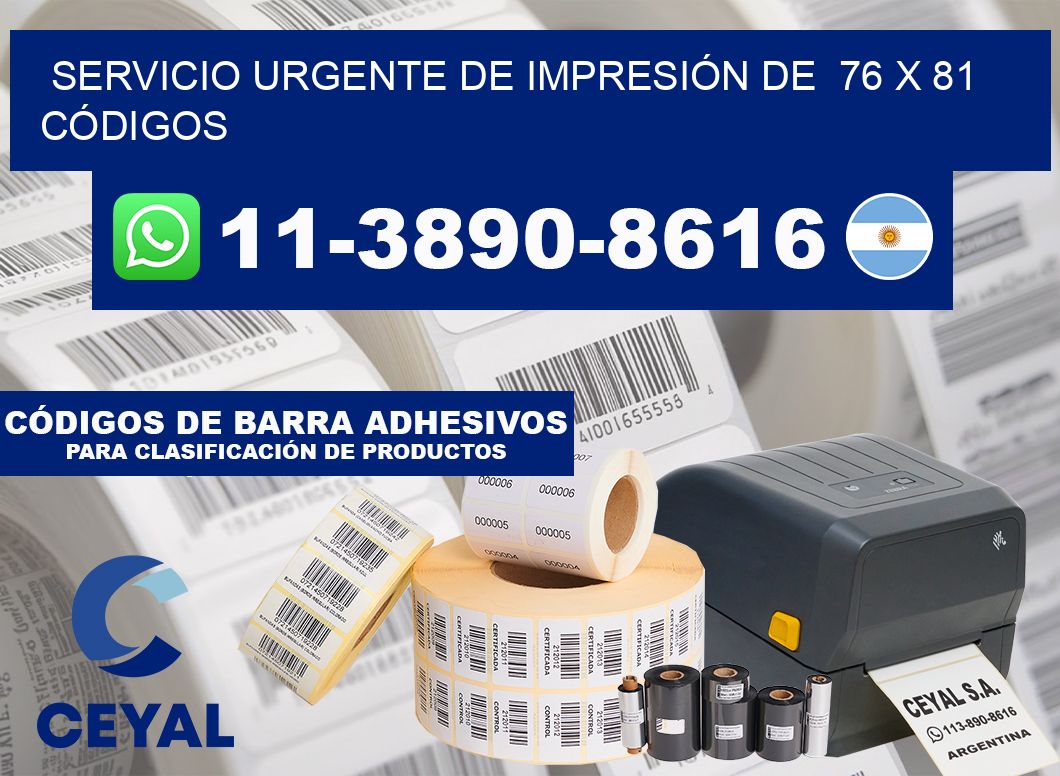 SERVICIO URGENTE DE IMPRESIÓN DE  76 x 81 CÓDIGOS