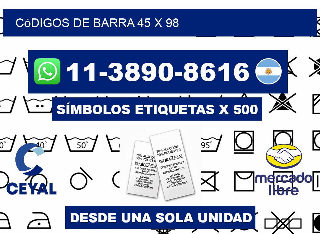 códigos de barra 45 x 98