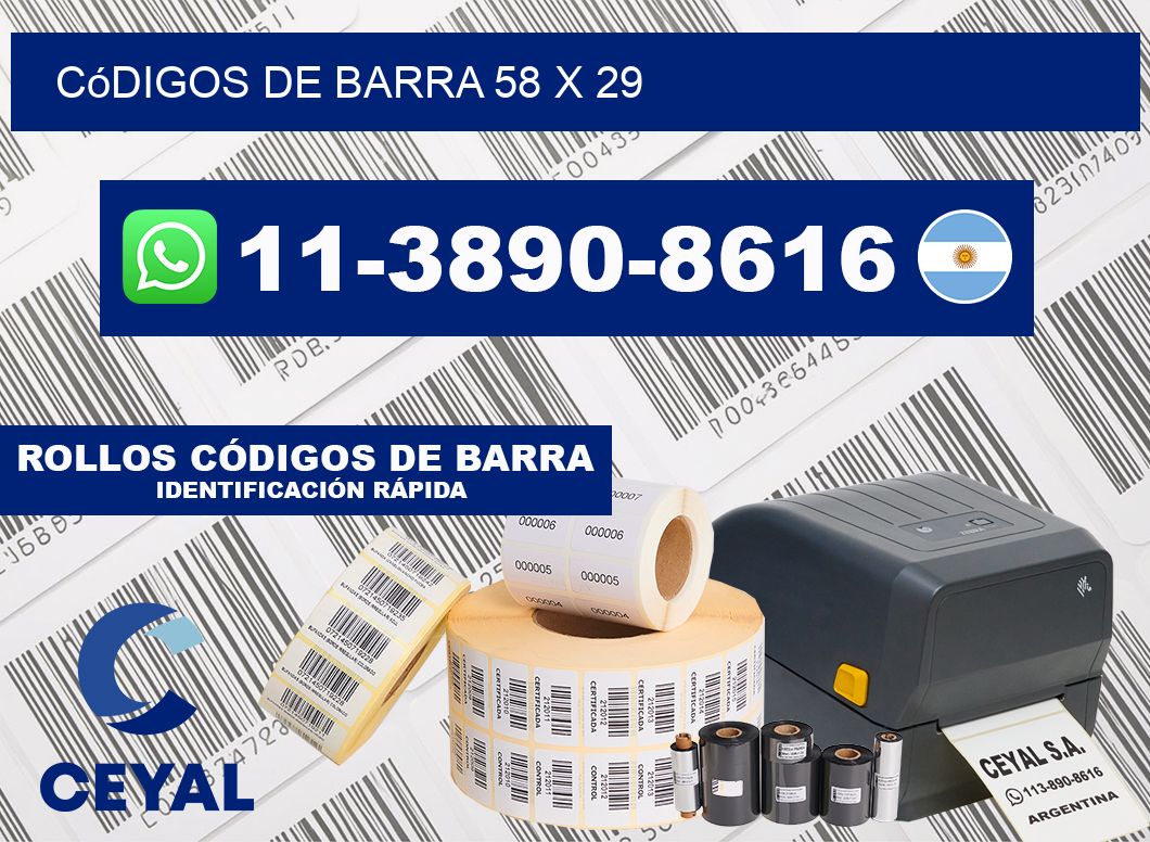 códigos de barra 58 x 29