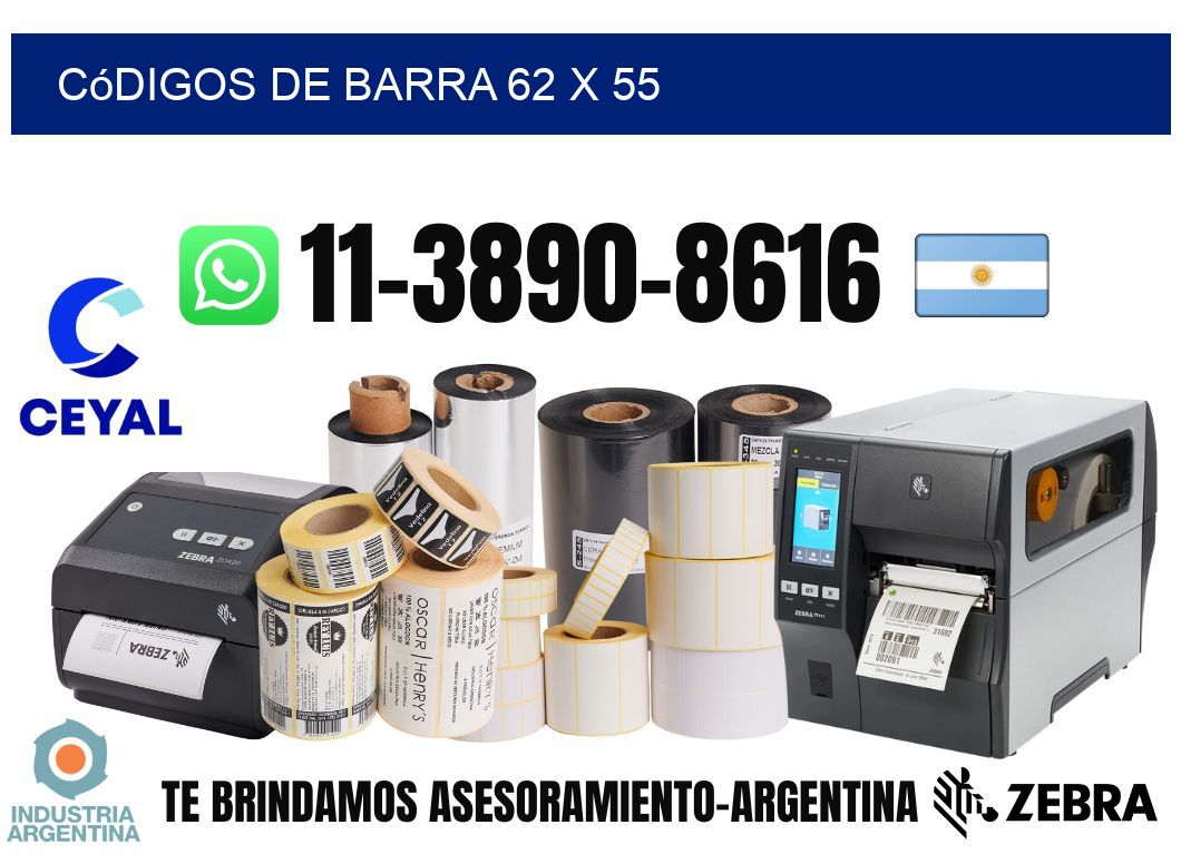 códigos de barra 62 x 55