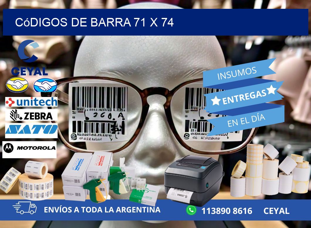 códigos de barra 71 x 74