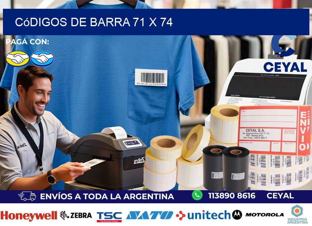 códigos de barra 71 x 74