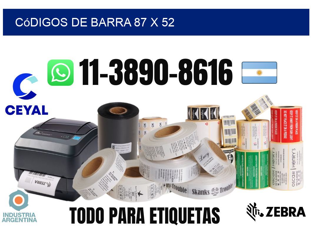 códigos de barra 87 x 52