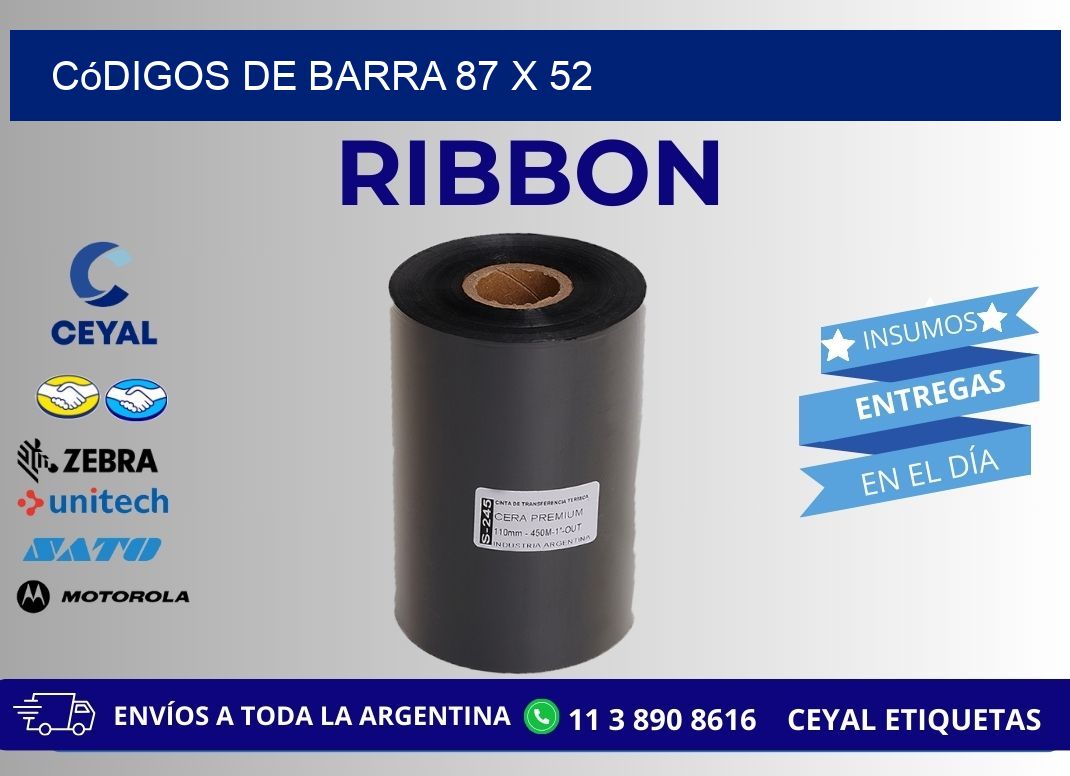 códigos de barra 87 x 52