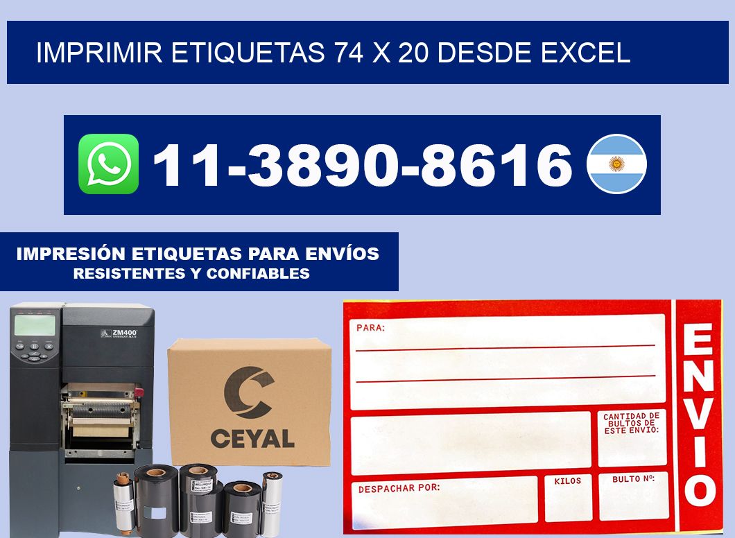 imprimir etiquetas 74 x 20 desde excel