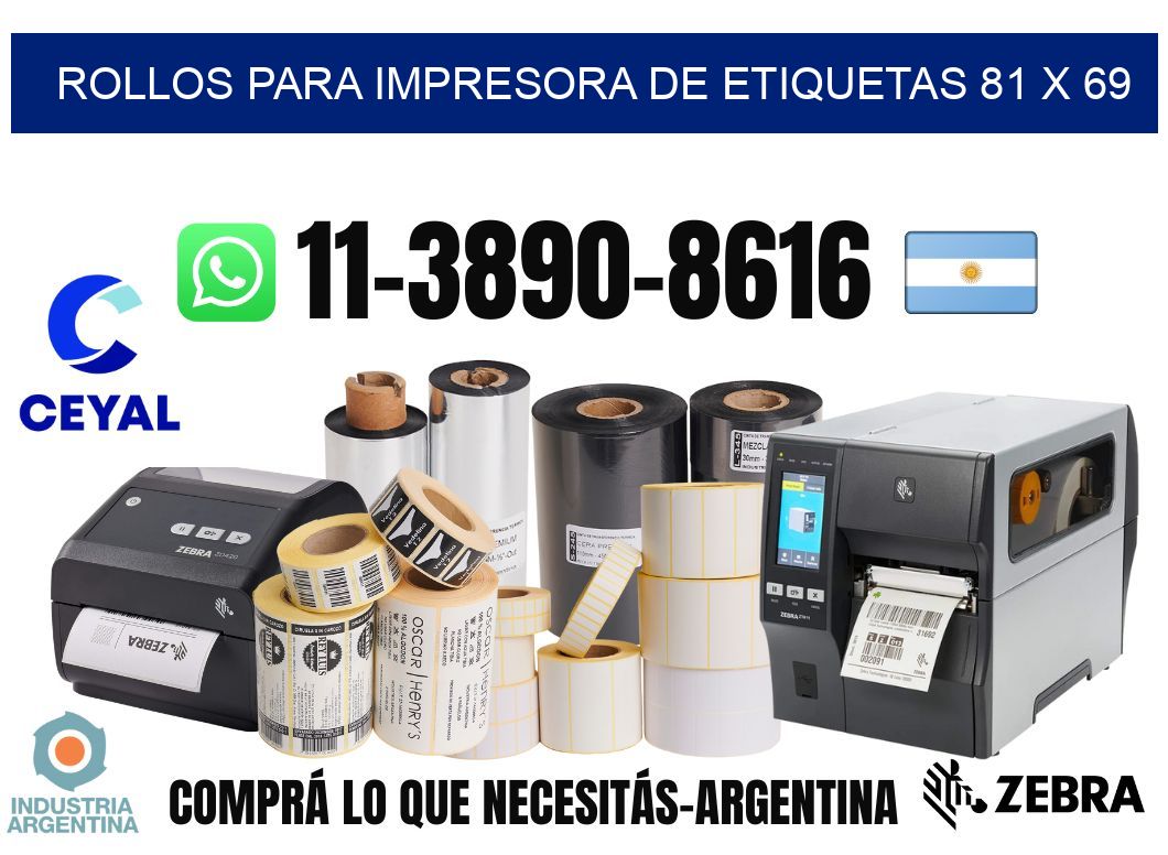rollos para impresora de etiquetas 81 x 69