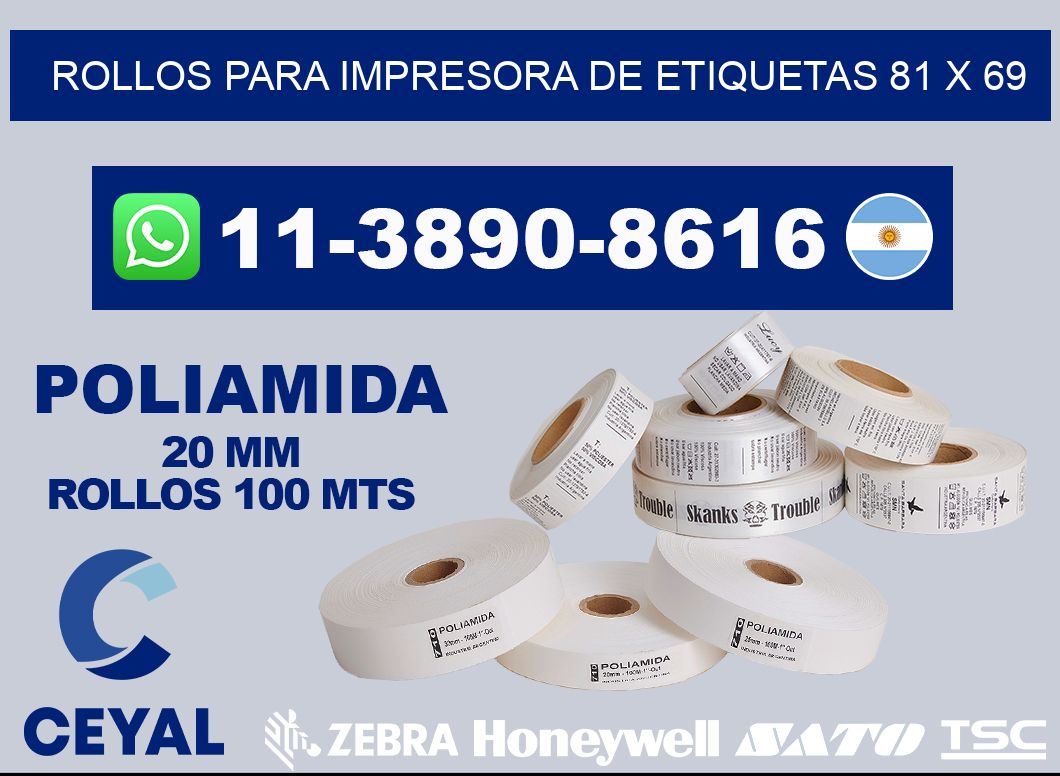 rollos para impresora de etiquetas 81 x 69