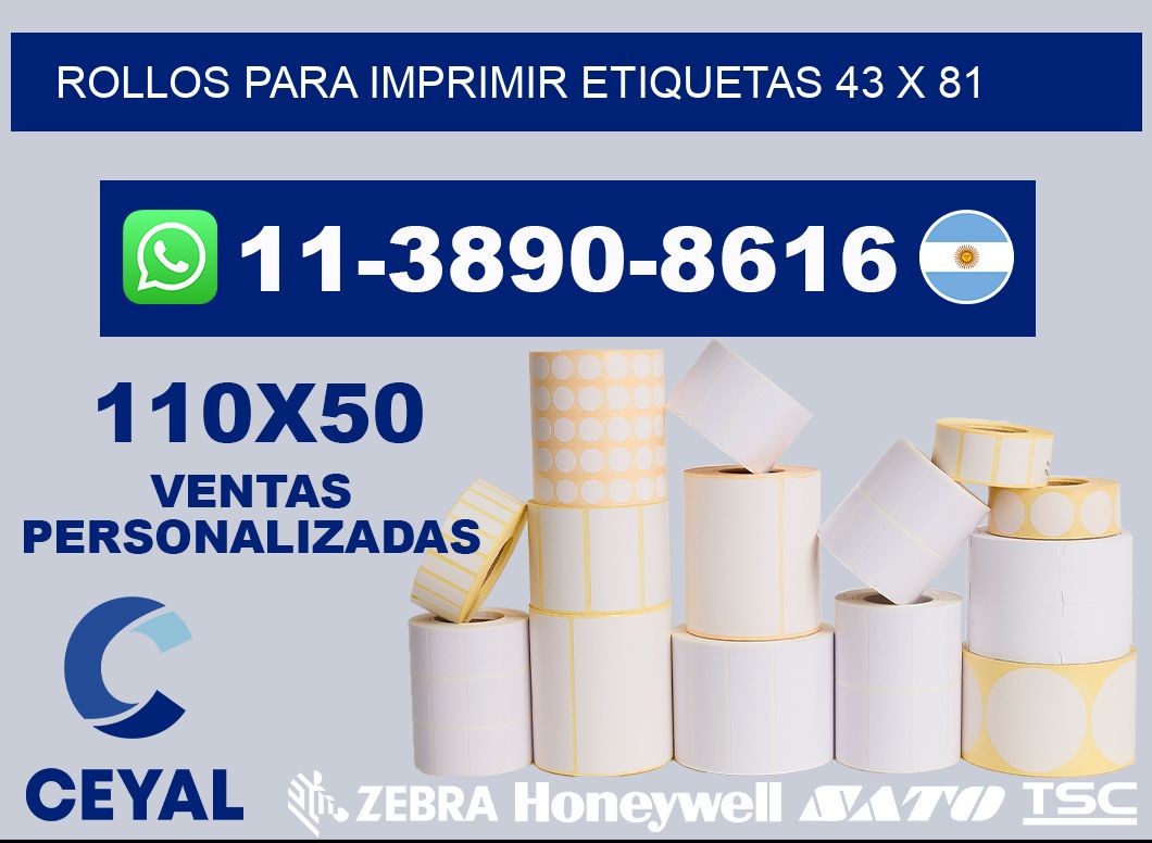 rollos para imprimir etiquetas 43 x 81