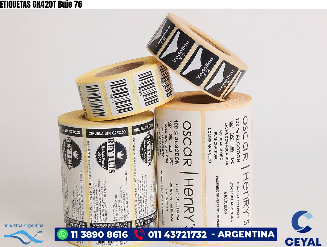 ETIQUETAS GK420T Buje 76