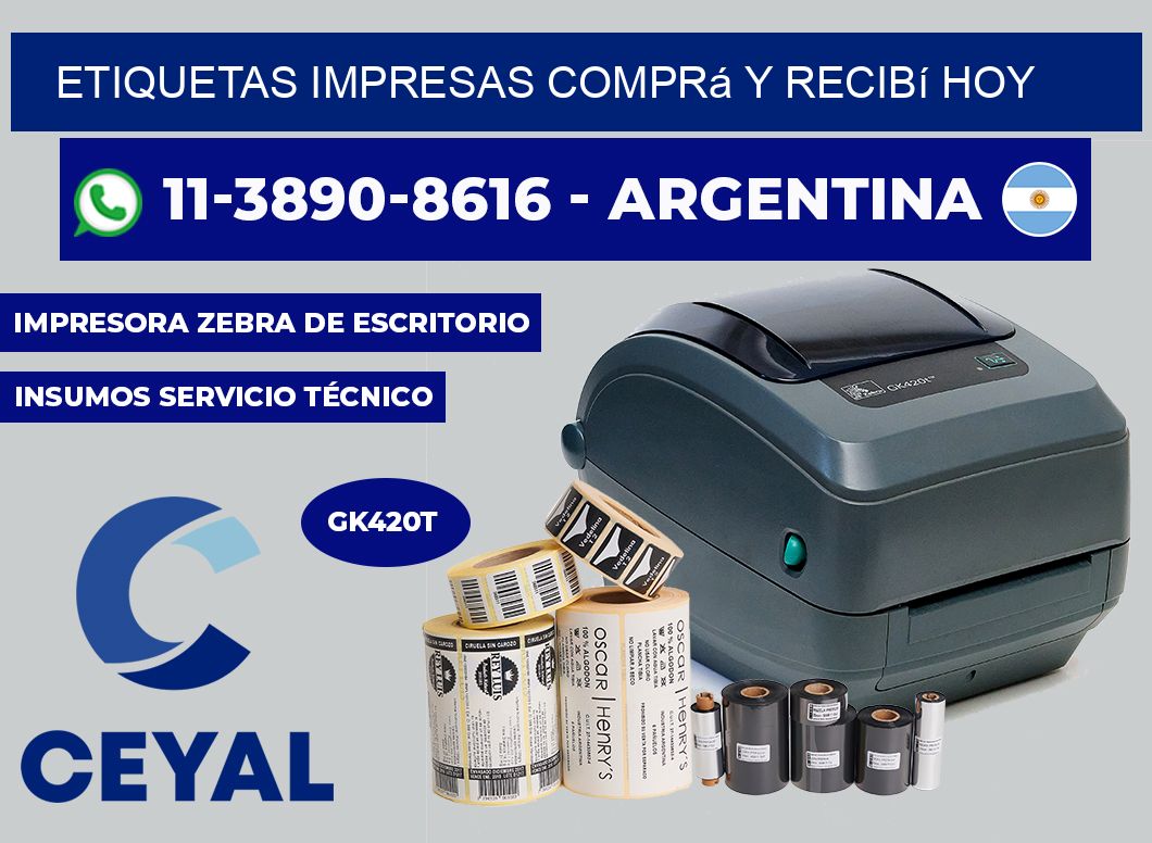 etiquetas impresas Comprá y recibí hoy