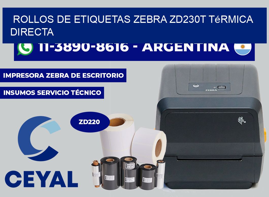 rollos de etiquetas zebra ZD230T térmica directa