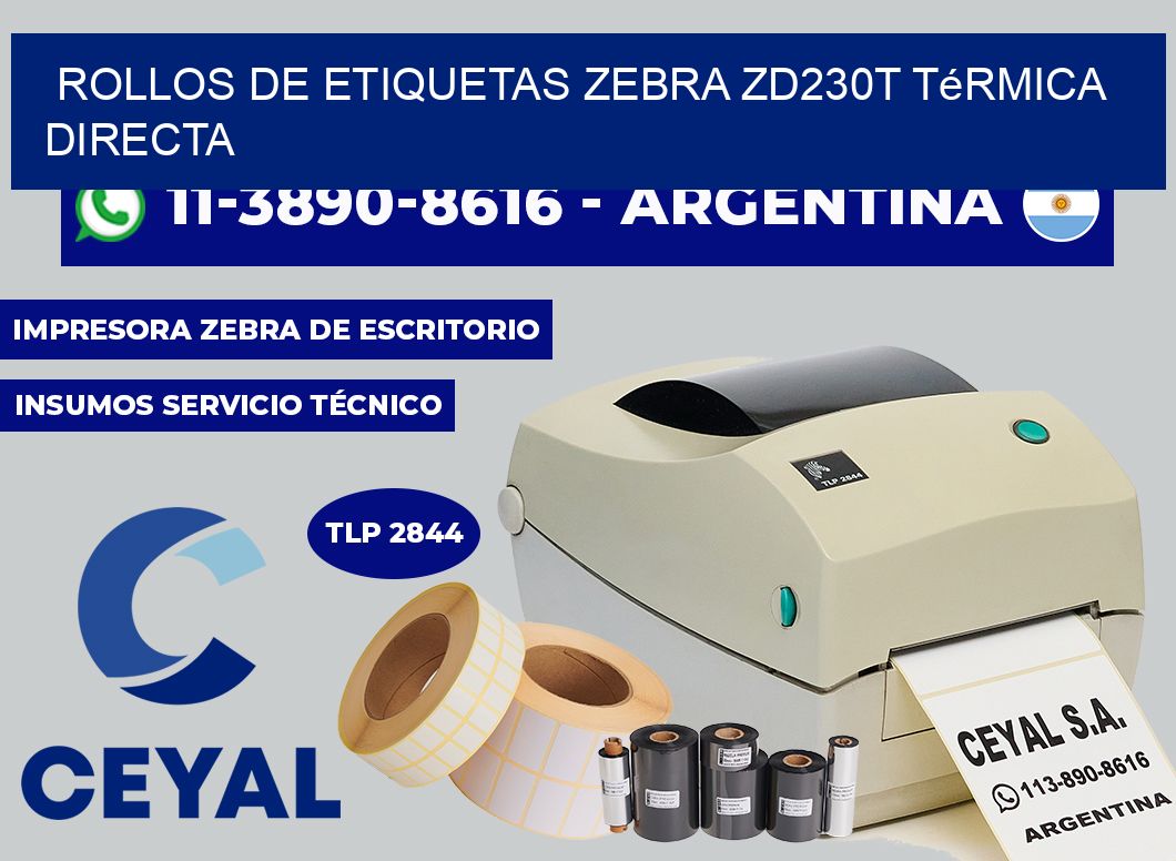 rollos de etiquetas zebra ZD230T térmica directa