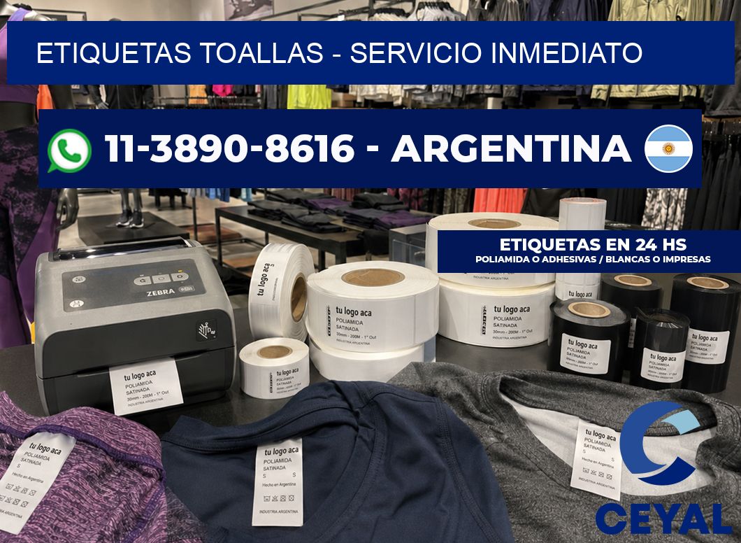 Etiquetas Toallas - Servicio inmediato