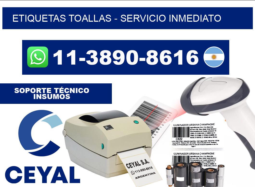 Etiquetas Toallas - Servicio inmediato