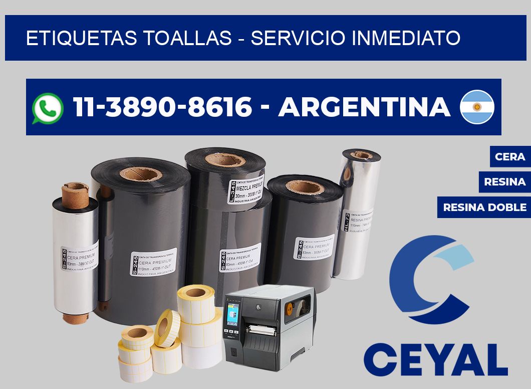 Etiquetas Toallas - Servicio inmediato