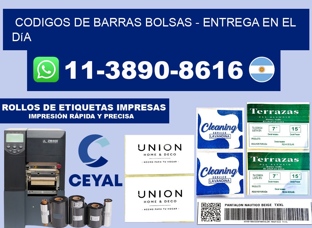 codigos de barras bolsas - Entrega en el día
