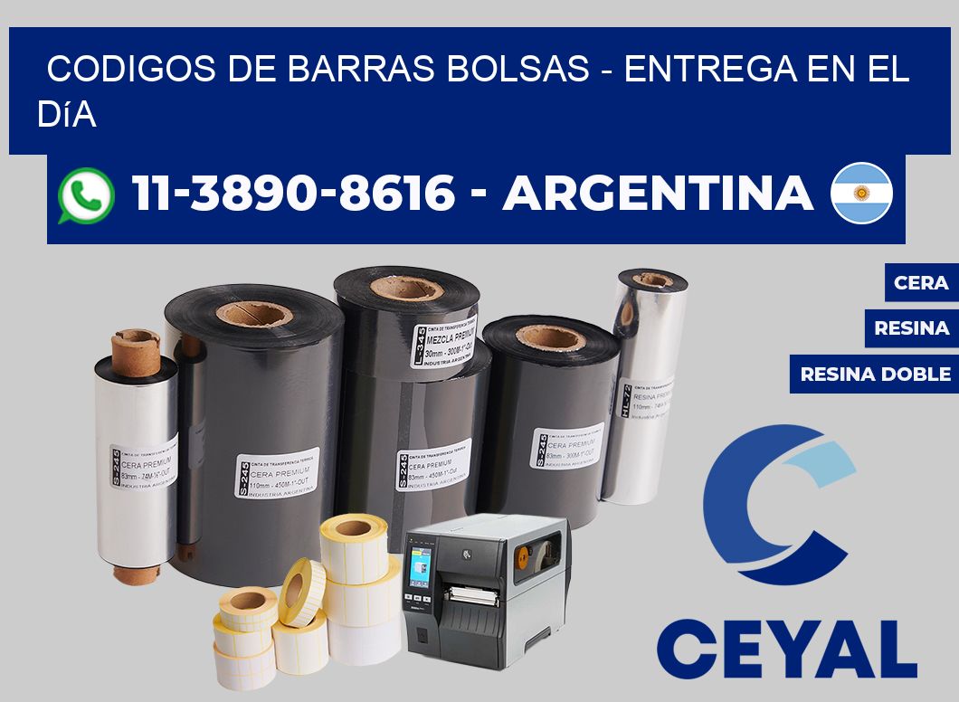 codigos de barras bolsas - Entrega en el día